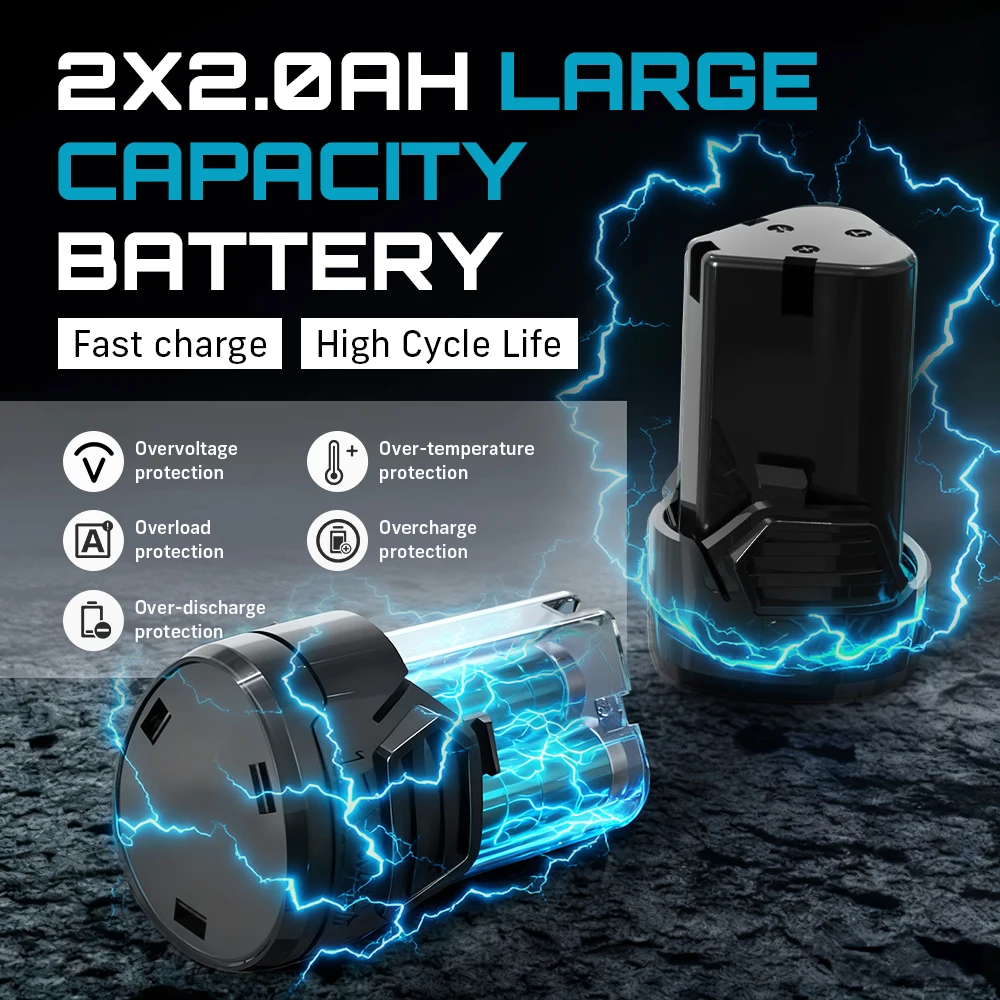 SEESII 3/8 "مفتاح ربط بسقاطة لاسلكي 55Nm مفتاح كهربائي مع 6" ممتد 12 فولت مفتاح ربط زاوية قابل لإعادة الشحن أدوات إصلاح السيارات الكهربائية #6