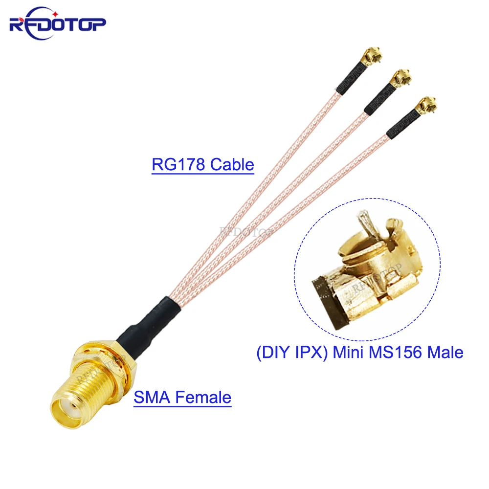 

RG-178 SMA Female to IPX DIY Mini MS156 Male Connector 1 to 3 Y Splitter RG178 Cable Pigtail WIFI Antenna Extension on Jumper