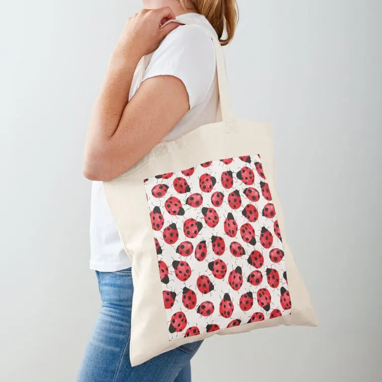 

Cute Red Ladybugs - Watercolor Ladybugs Tote Bag reusable shopping bag hand bag for beach canvas bags