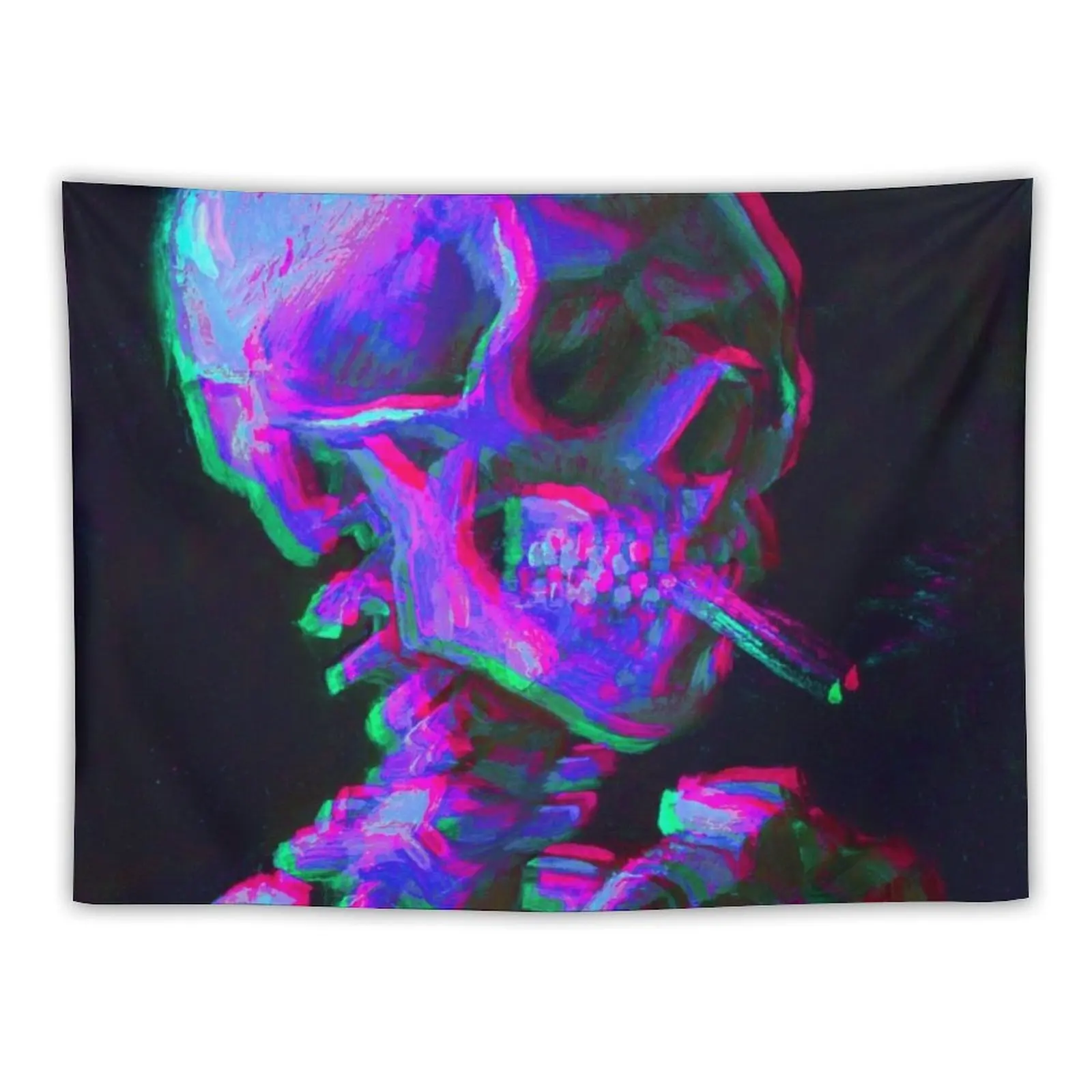 

Abstract neon Smoking skeleton skull- Vincent van gogh Tapestry Outdoor Decor Outdoor Decoration Decoration Aesthetic Tapestry