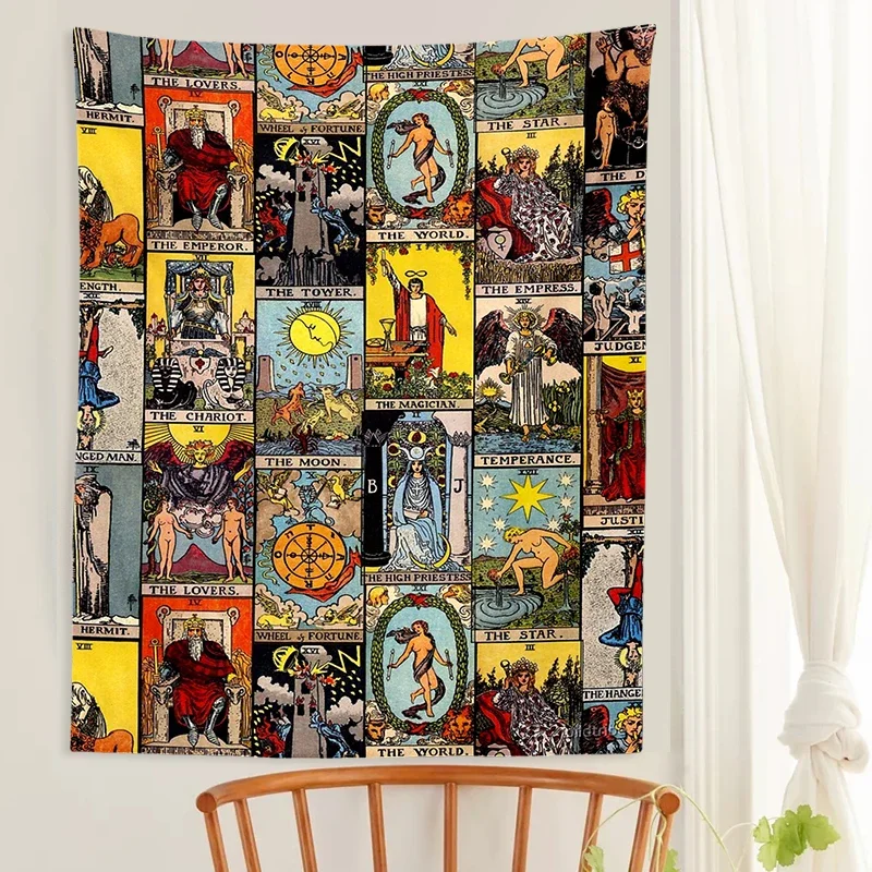 Tarot Tapestry Sun Tapestry Wall Hanging Mystical Medieval European Divination Tapestry boho wall tapestry bedroom decor