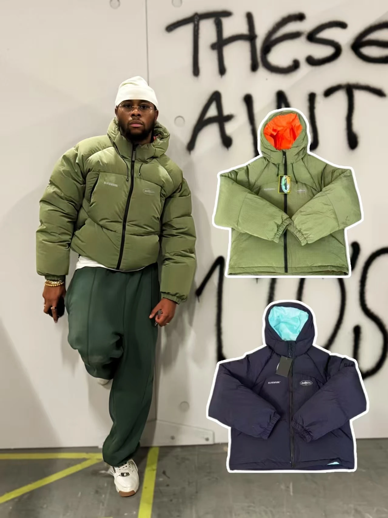 

Demons Island 2025 New Patchwork ort Wide Hooded down Cotton Jaet American Hip Hop Outerwear Loose Fit Youth Trendy