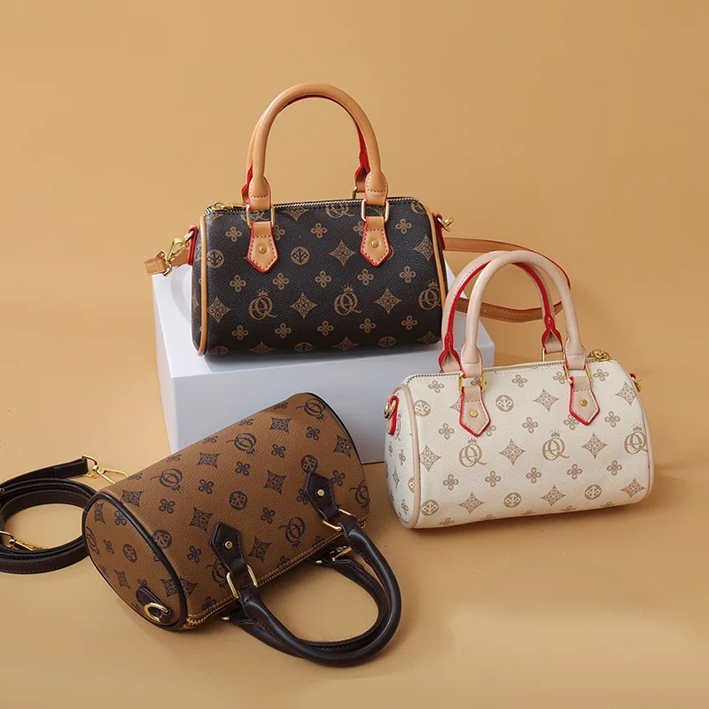 حقيبة كروس نسائية فاخرة 2025 رائجة البيع موضة جديدة ريترو حقيبة يد مطبوعة عالية الجودة بولي Leather حقيبة كتف بوسطن