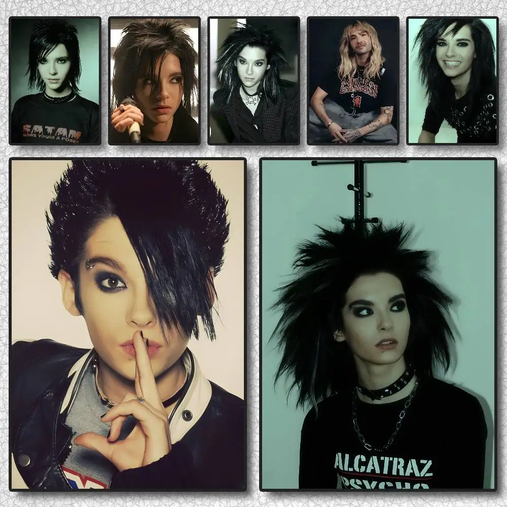 1pc Tokio Hotel Tom Bill Kaulitz Poster Self-adhesive Art Waterproof Sticker Coffee House Dorm Room Wall Decor