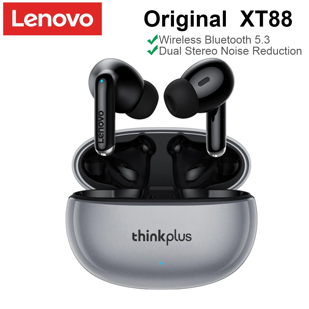 Original Lenovo XT88 TWS Wireless Earphone Bluetooth 5.3 Dual Stereo Noise Reduction Bass Long Standby Touch Control Headphone