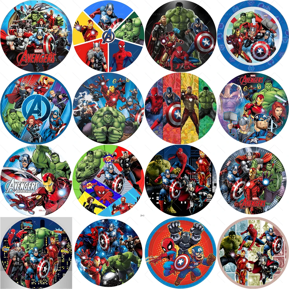 Marvel Avengers Round Background Custom Superhero Boy Birthday Party Cake Decoration Poster Baby Shower Photo Studio Photo Props