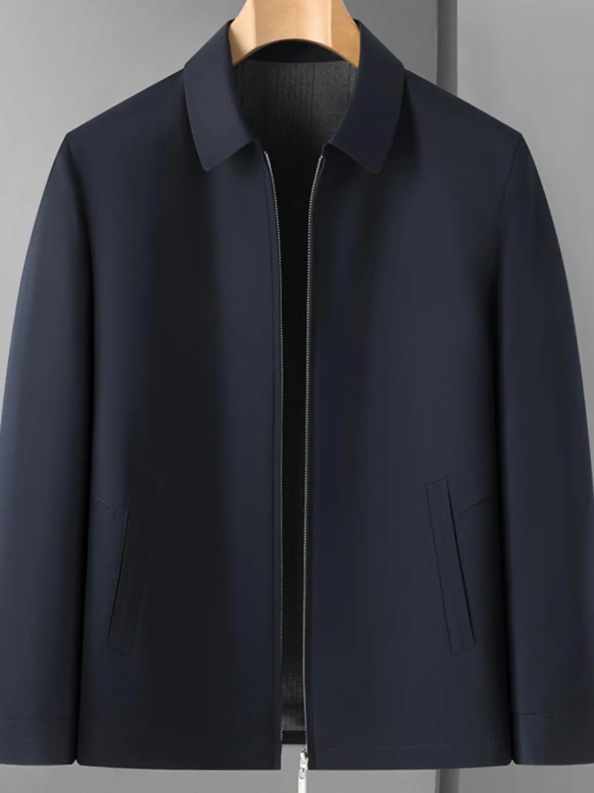 

Мужская повседневная куртка больших размеров с воротником, однотонная, для полных мужчин, деловой стиль, для отца...