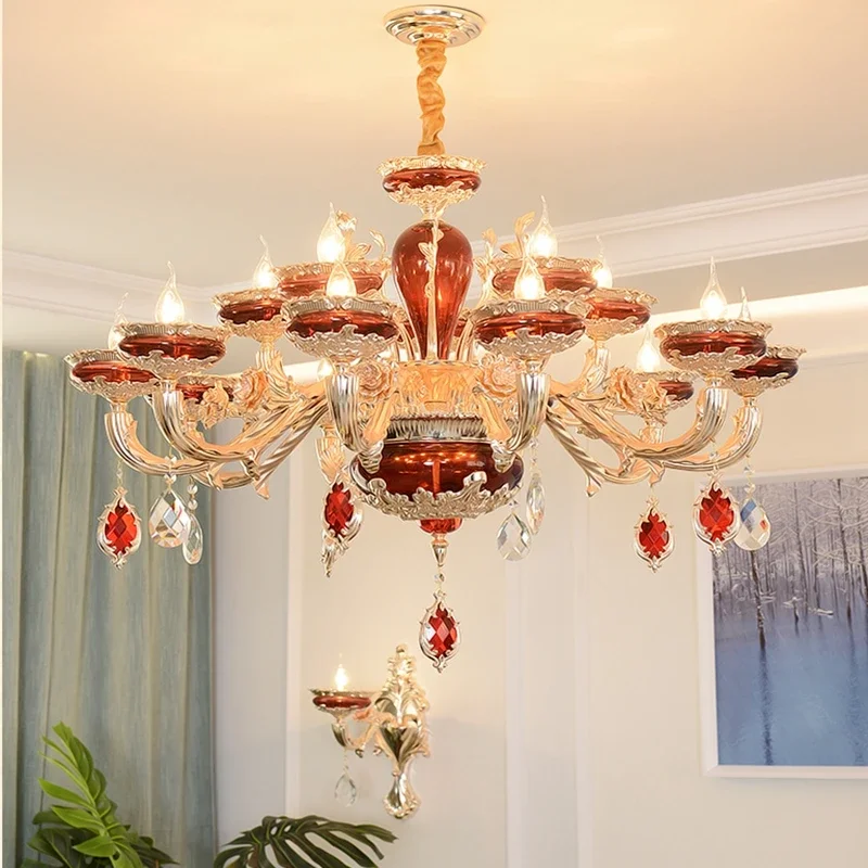 moderno cristal liga de zinco lustres rosa dourada vermelho sala de estar decoracao do lar sala de jantar k9 10 luzes europeu 01