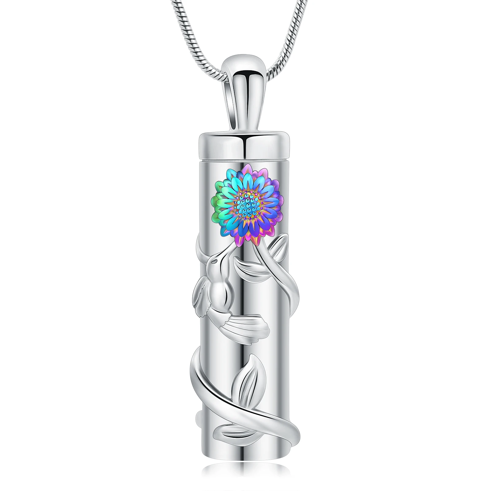 

Urn Necklaces for Ashes Cylinder Cremation Urn Pendant Necklace Sunflower Cremation Jewelry Ash Memorial Pendant Keepsake