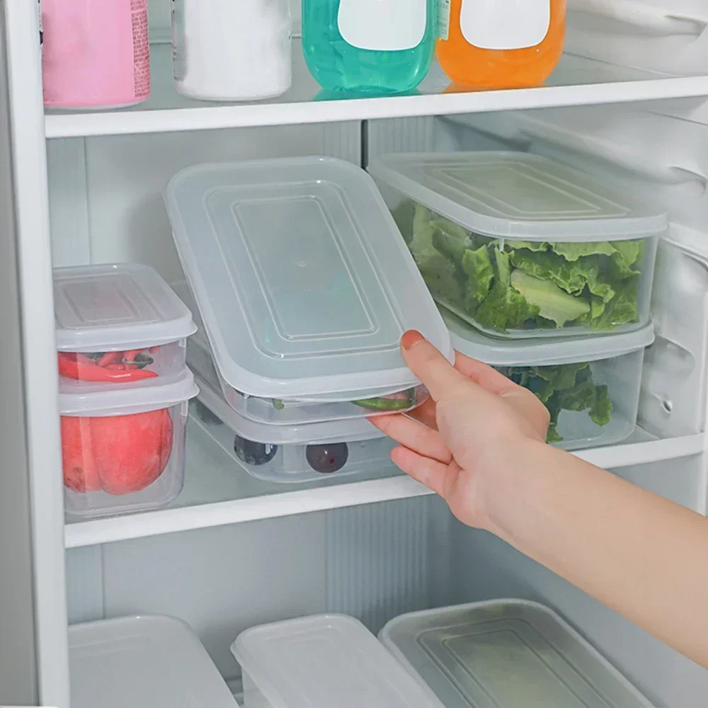 

Refrigerator Fresh-keeping Box Bento Food Storage with Lid Sealed Refrigerated Freezer Household Kitchen Meat Fruits Vegetables