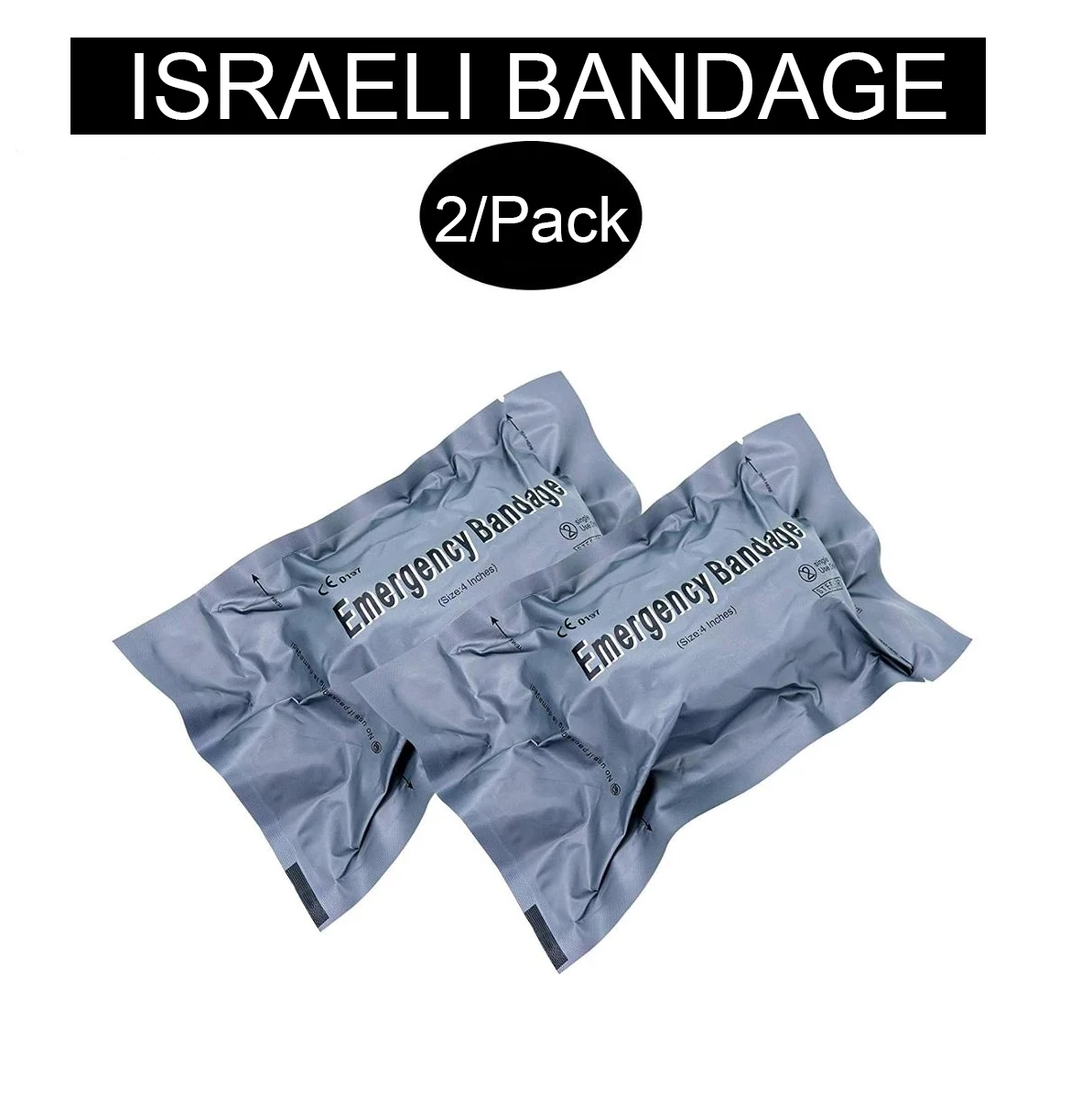 New 2/PACK Israeli Emergency Compression Bandage Battle Dressing for First Aid Medical Trauma Survive Bandages 4” / 6''