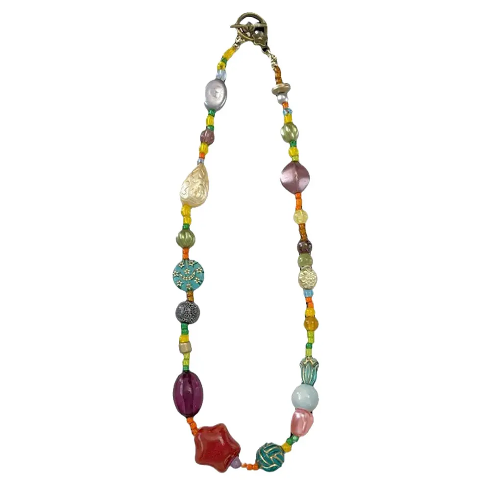 

Colorful Star Necklace Bead Beaded Rice Clavicle Chain Boho Choker Resin Bohemian Jewelry for Women