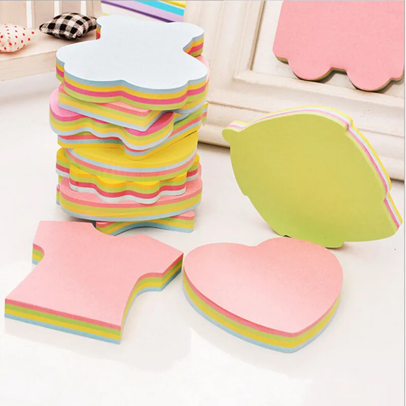 Cute Shaped Sticky Notes 50/100 Sheets in Apple Bear Heart Leaf Pastel Memo Pads for School Office Journaling Scrapbooking Craft