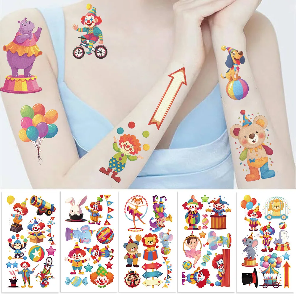 

Waterproof Cartoon Circus Series Face Tattoo Stickers Silly Funny High Quality Long Lasting for Kids Adult Party Favor