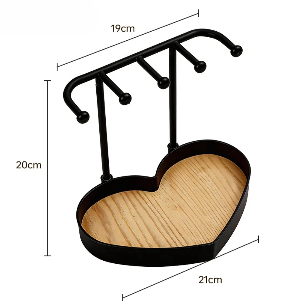 

Heart-shaped Jewelry Display Rack With Wooden Base Hanging Holder Necklaces Organizer Durable Jewelry Hanging Holder