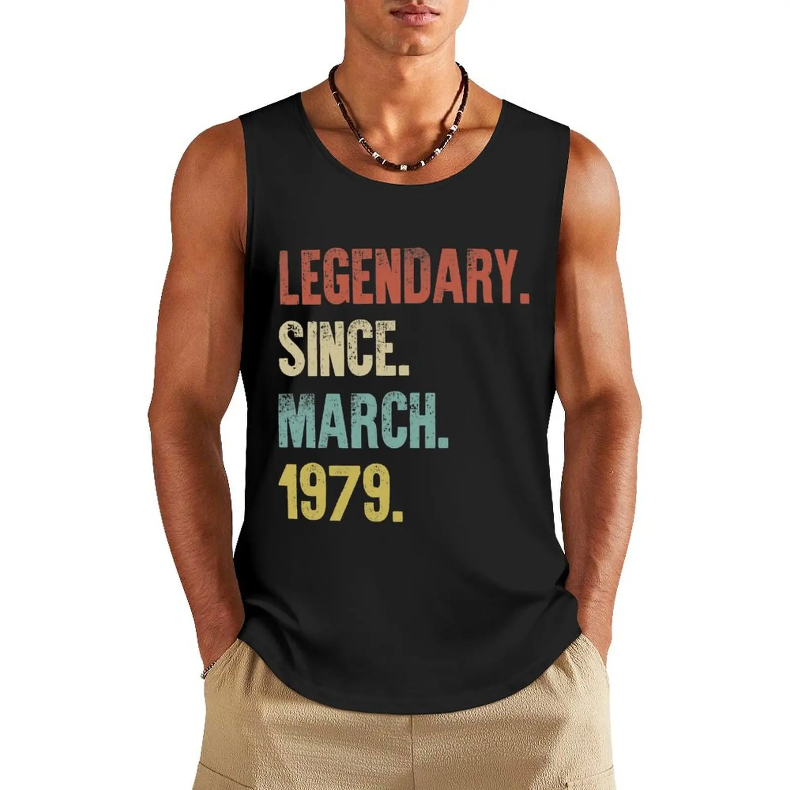 Retro Vintage 40th Birthday Legendary Since March 1979 Tank Top Top summer gym clothes men mens gym clothes sports suits