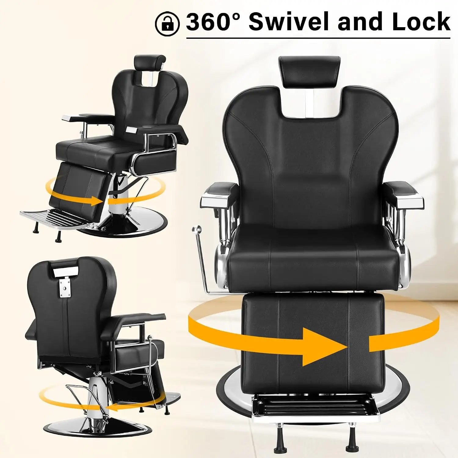 Barber Chair for Barbershop, Professional Reclining Salon Chairs for Hair Stylist, 360° Swivel Heavy Duty Styling, Customized - view 4