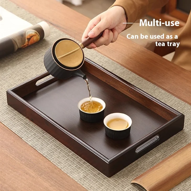 Gianxi Bamboo Wooden Rectangular Tea Tray Solid Wood Tray Tea Trays Stand Tray Wooden Hotel Dinner Plate Storage Tray Tableware