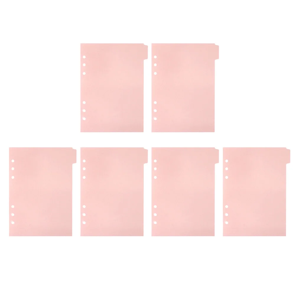 6 Pcs Index Cards Partition Baffle Household Tab Dividers Detachable Binder Notebook Accessory Pink