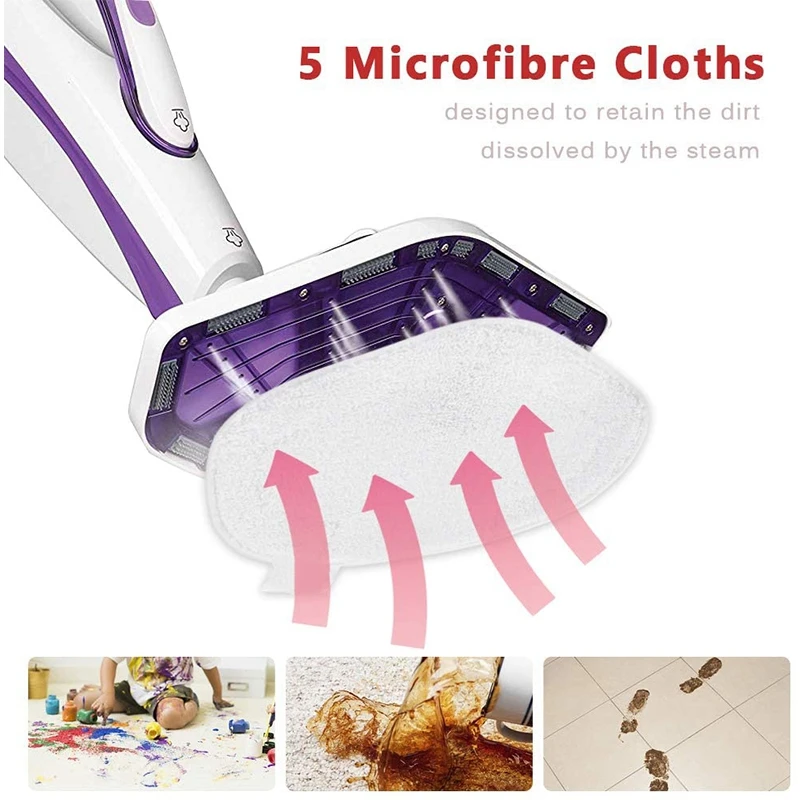 5 Pcs Microfiber Washable Mop Pad,Replacement Mop Parts for Polti Kit Vaporetto Steam Mop CNIM Hot