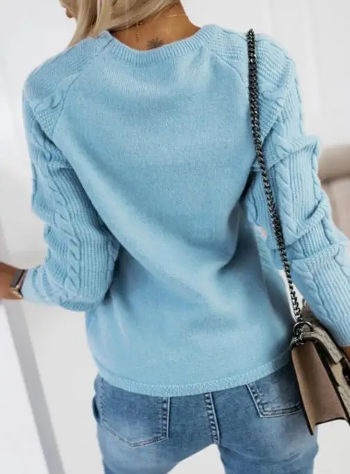 

2025 Autumn and Winter Women's Fashionable Casual Pullover Sweater with Letter Embroidery Round Neck Knitted Sweater Top