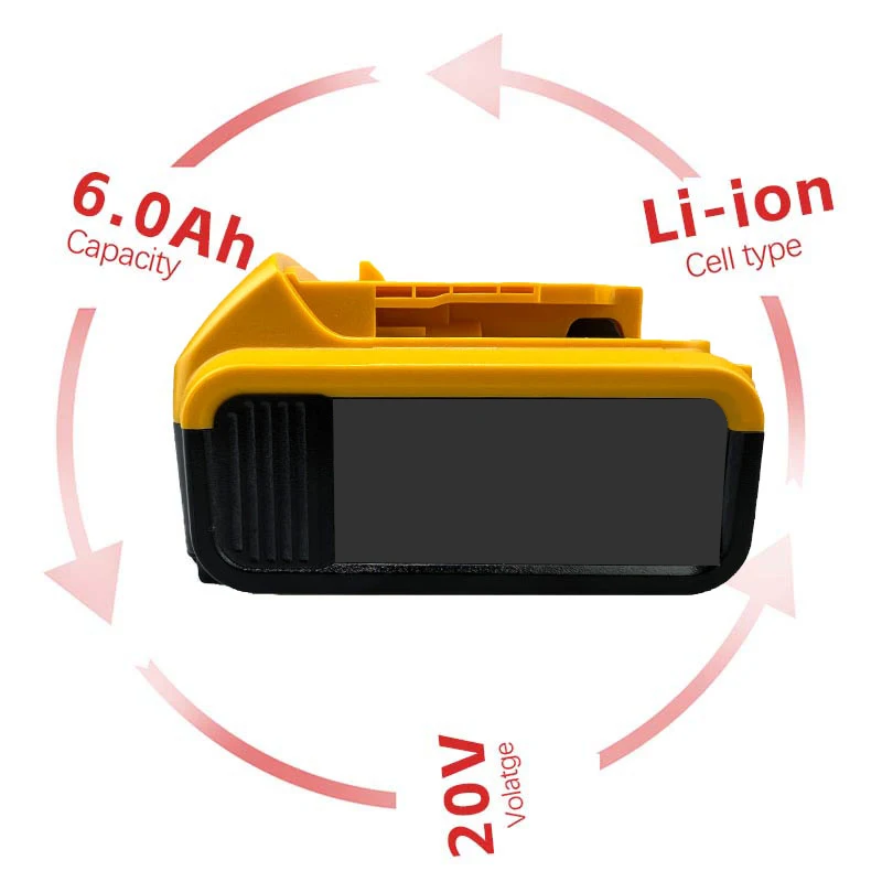 

20V Electric Eplacement Battery, 6000MAH, for 12V Dewei Tools DCB205 DCD74 DCB201 DCG412 DCD740 DCB203 , Etc