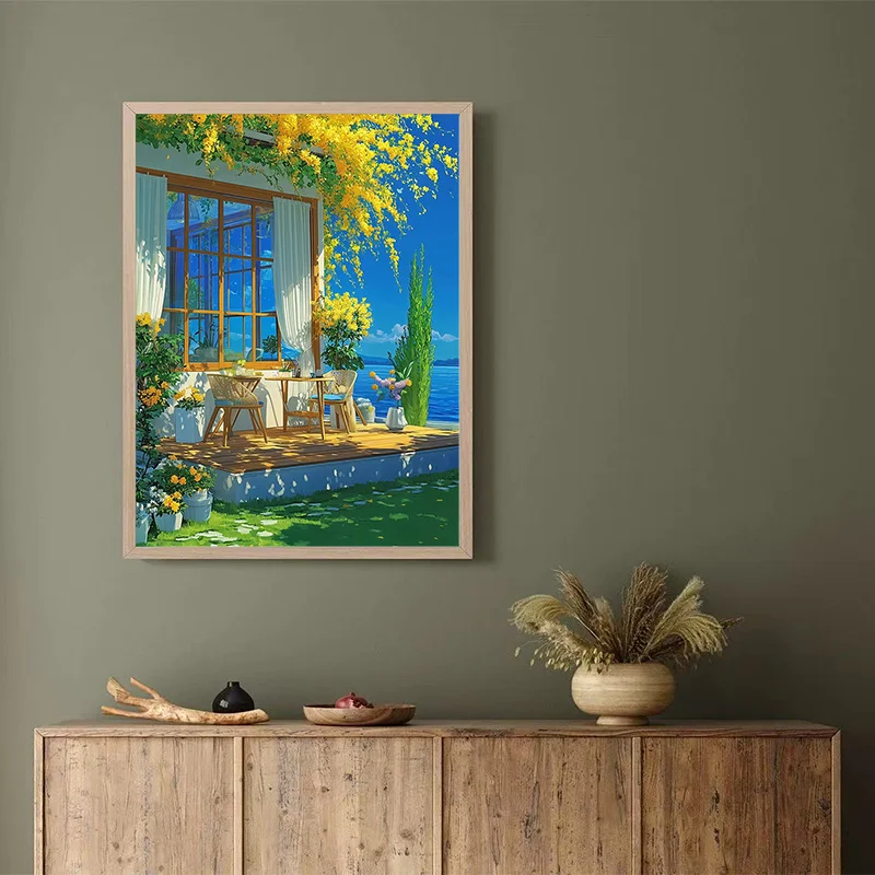 

500/1000/1200/2000PCS Puzzles Lakeside Garden Terrace Jigsaw Modern Home Decor Family Interactive Game Gift Birthday Gifts