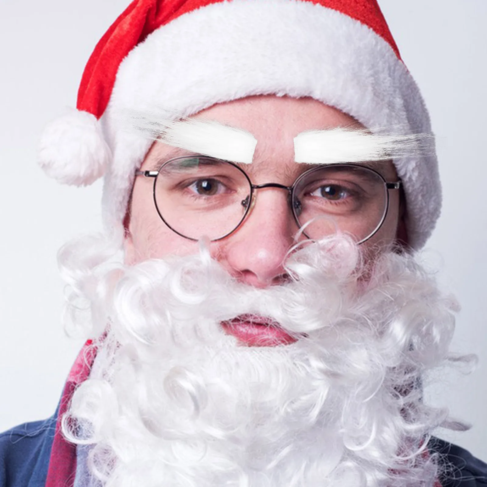 

2pcs Santa Party Props Costume Props White Hairy Decorations Santa Eyebrows Party Accessories Masquerade Supplies