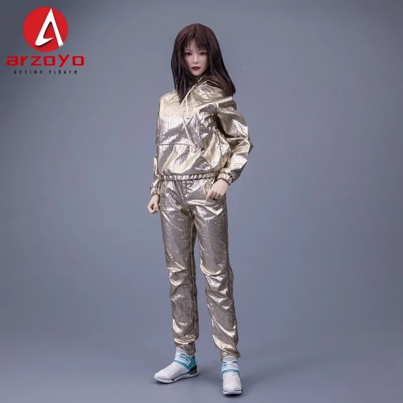 In Stock 1/6 Scale Female Hip Hop Sprots Clothes Street Dance Golden Clothes Model Fit 12''  Female Soldier Action Figure Body