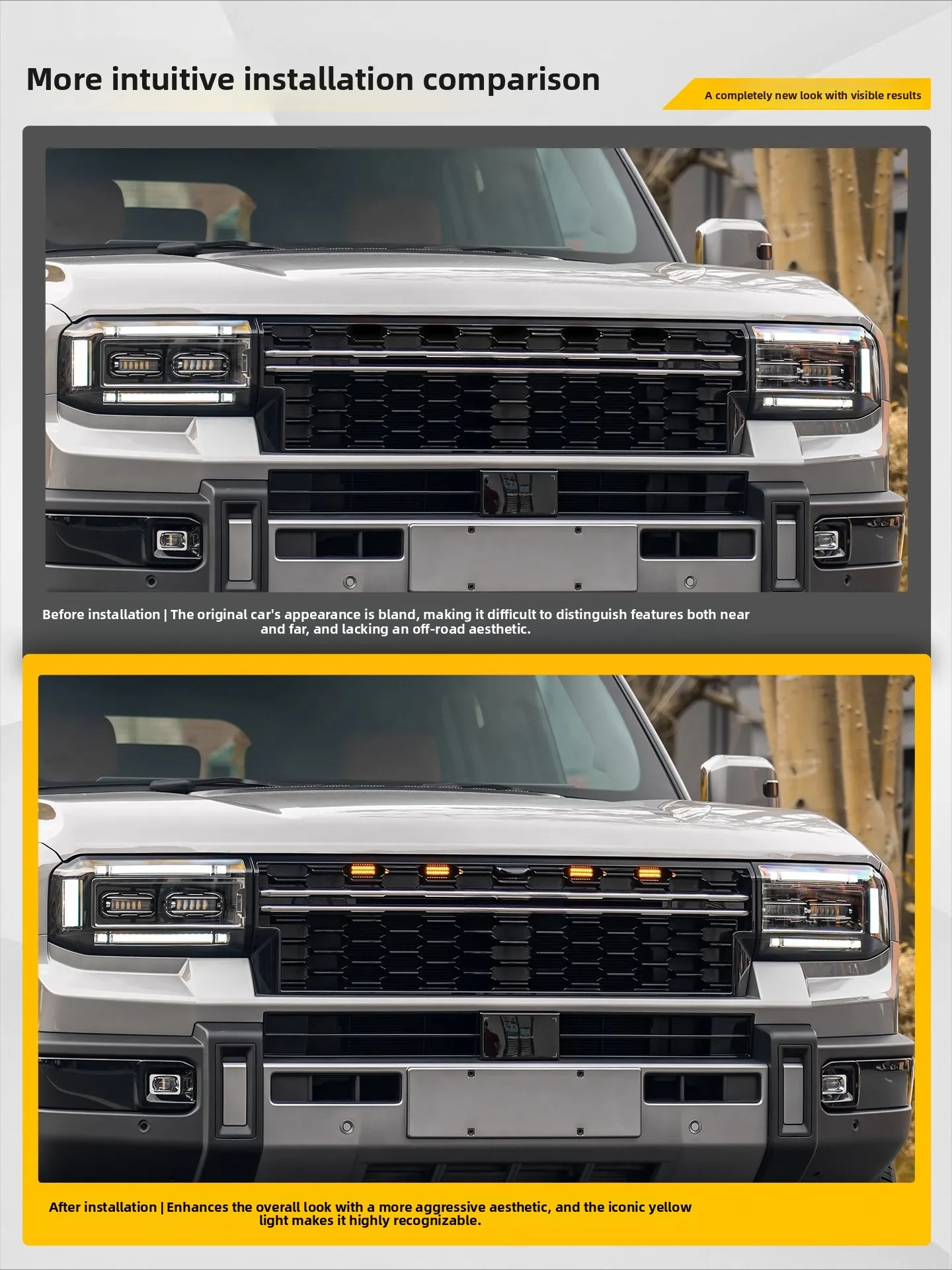 Front Grille Small Yellow Light For Jetour G700 2025 2026 Led Flashing Warning Daytime Running Light Remote Control Bumper Light detail image 2