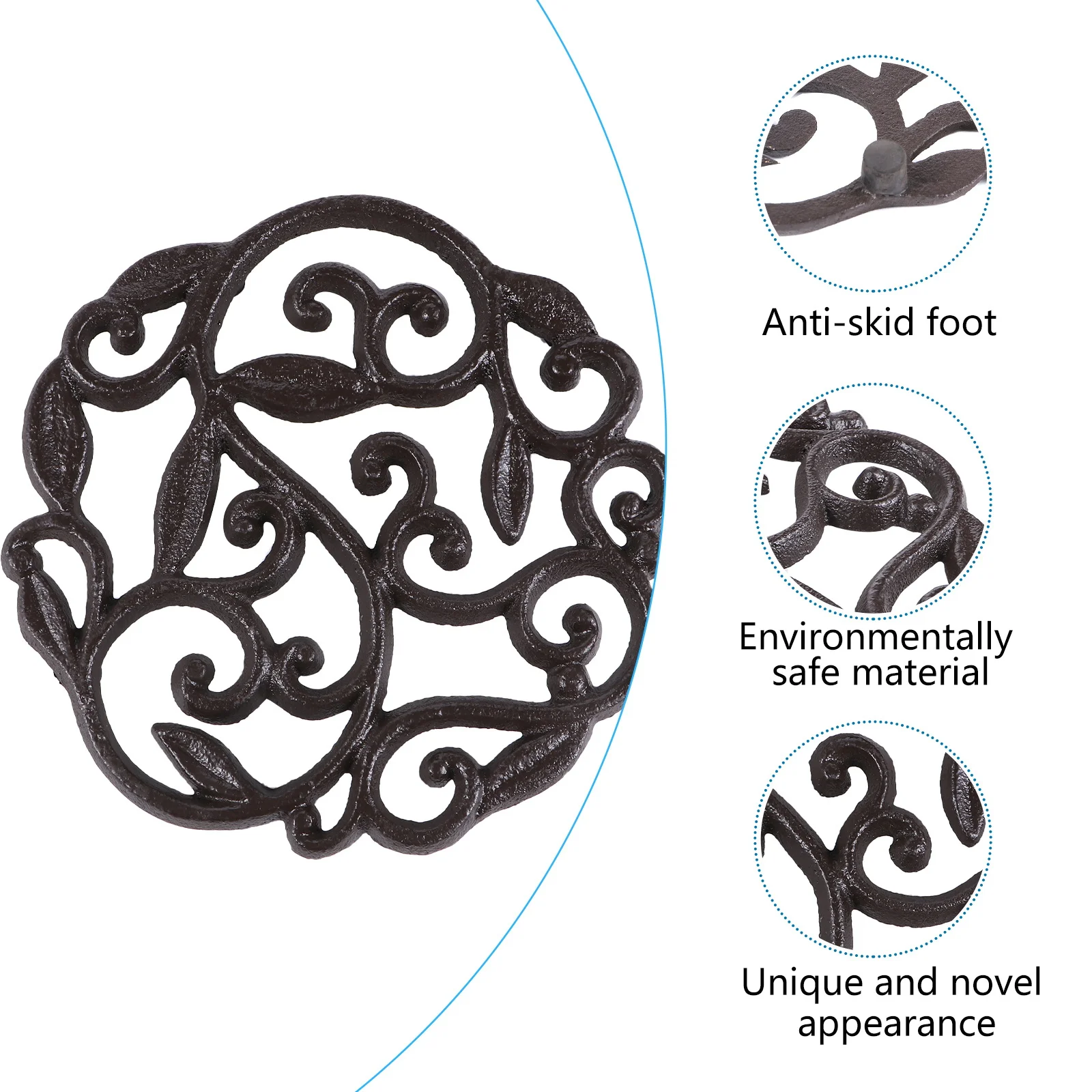 حامل زهور من الحديد الزهر، واقي أرضي مضاد للانزلاق لأواني النباتات، حصيرة وعاء نبات متينة، ملحقات حامل وعاء الزهور للحديقة #4