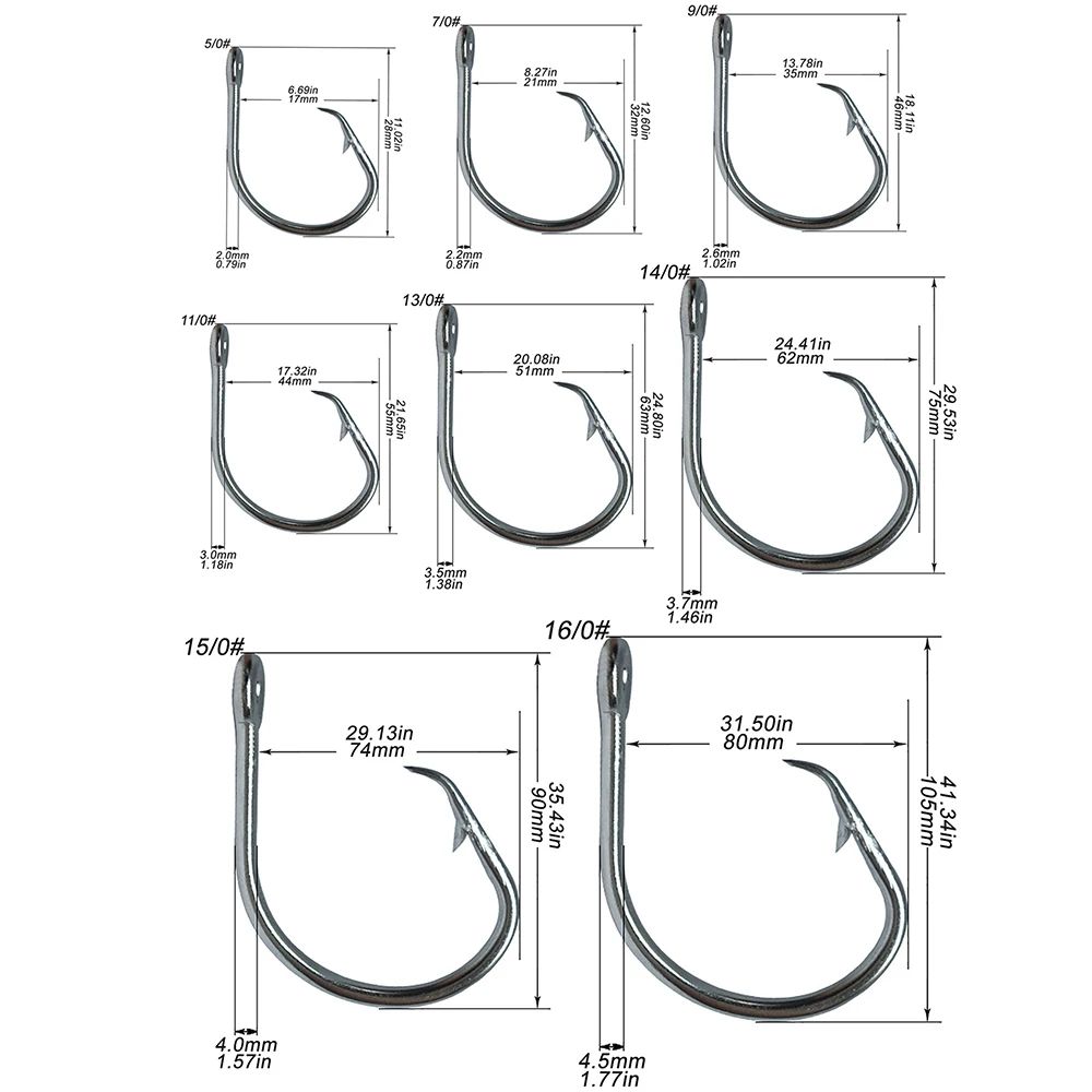 Giant Fishing Hook 5/0-16/0 Forged In-line Circle Hooks Shark & Swordfish Beak Hook Stainless Steel Big Game Saltwater Fishhook