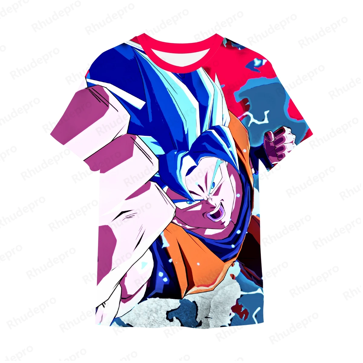 Anime japonês Goku masculino todo 3D Print T-shirts de rua grandes dimensões, Unisex Cosplay Top, Verão, Novo, Quente, 2024