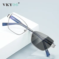 VKYEE, diseño de marco pequeño rectangular a la moda, fotocromático, antiluz azul, lectura, prescripción personalizable para mujer PFD3168