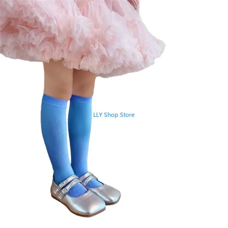 T8UD أطفال الصيف الربيع جوارب طويلة إلى الركب الحلو الباليه الرقص الجوارب فتاة الملحقات