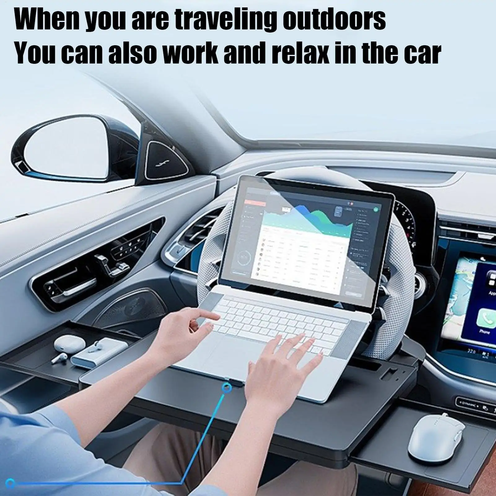 Portable Car Laptop Computer Desk Mount Stand Eat Work Car Steering Wheel Dining Table Bracket Drink Food Coffee Tray Board