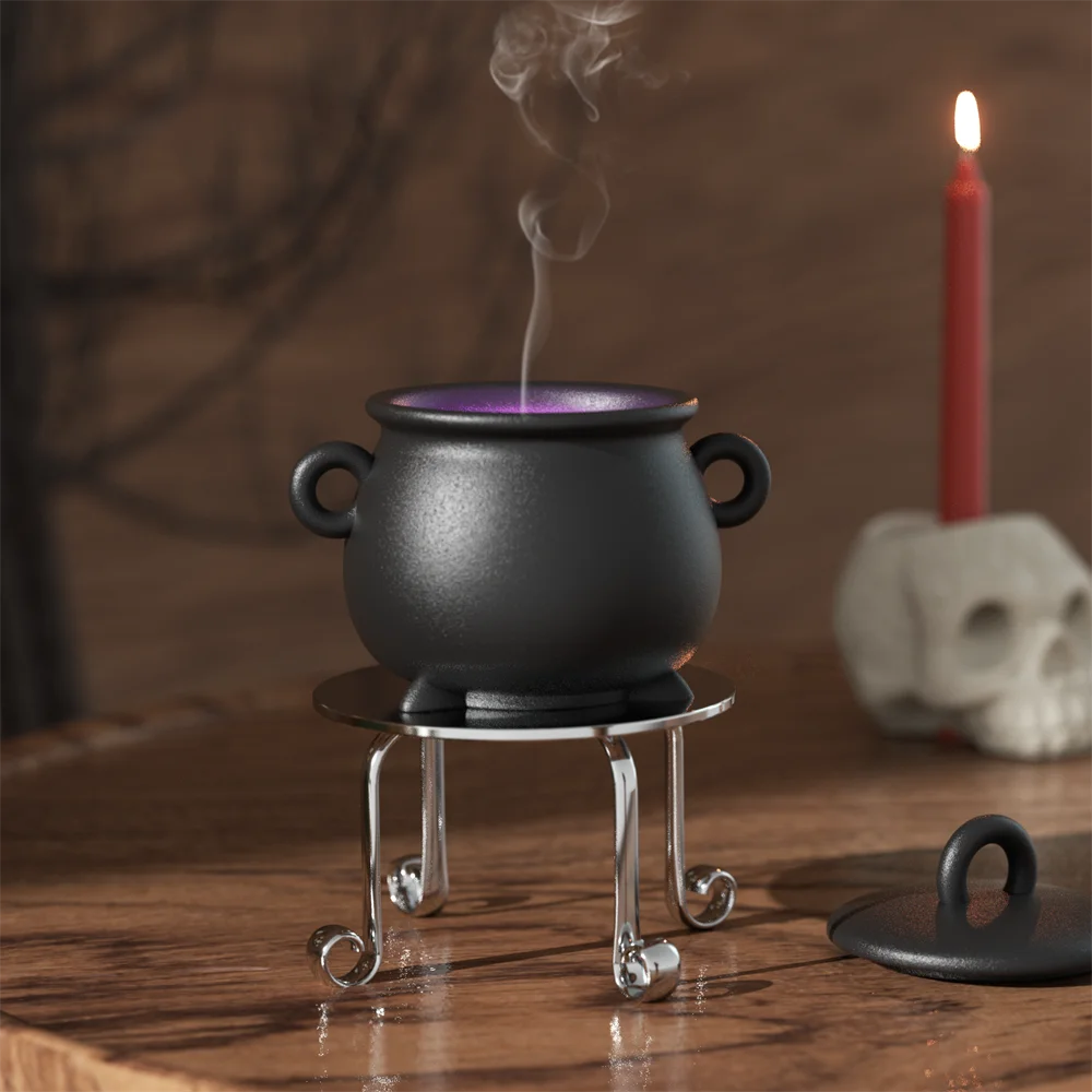 Nicole Witchling's Caldero Vela Tarro Molde de silicona DIY Moldes de Halloween para hormigón Jesmonite DIY Regalos de Halloween