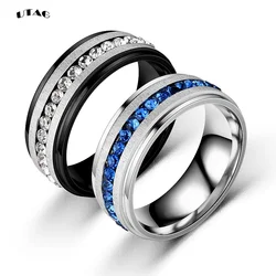 UTAG Men Hiphop Ring 316L Stainless Steel Blue/White Stone Ring Rock Fashion Male Jewelry Wedding Rings Accessories Wholesale
