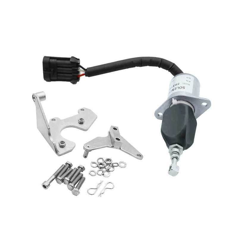 12V Fuel Shut Off Solenoid Silver & Black Automotive Supplies For 5.9L 8.3L Cummins Dodge RAM-Crude Oil Engine Ford Freightliner