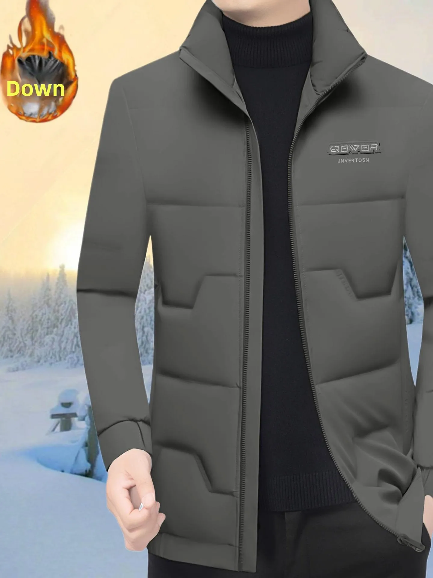 

Мужская легкая зимняя куртка с воротником-стойкой, роскошная, модная, повседневная, универсальная, теплая, морозостойкая, с наполнителем из белого пуха