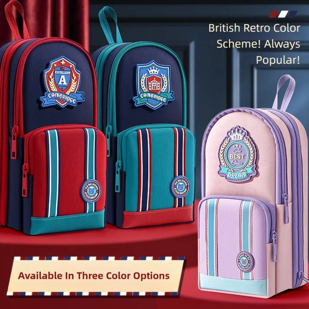 

Рюкзак в британском стиле, сумка для ручек, шесть слоев, двенадцать карманов, пенал большой емкости, портативный органайзер для канцелярских принадлежностей для студентов