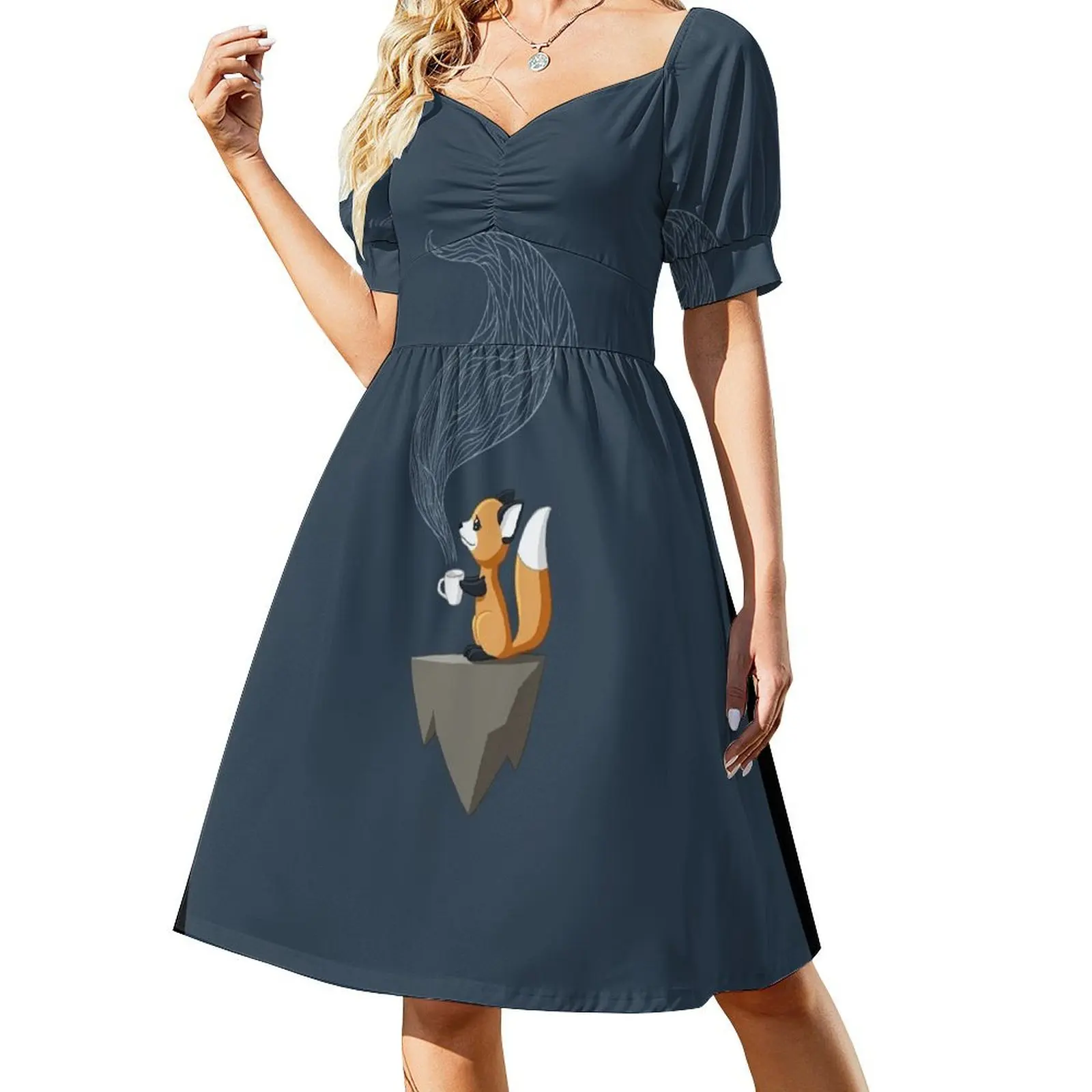 

Fox Tea Short Sleeved Dress luxury evening dress woman for wedding dresses ladies 2025 summer evening dresses ladies Dress