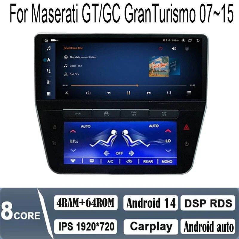 

22 Inch Android For Maserati GT 2007-2015 Car Radio AC Panel Stereo Multimedia Video Player Wireless Carplay Auto GPS Navigation