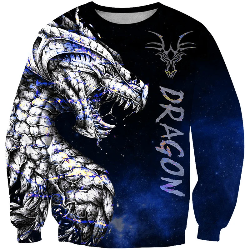 

Fashion Dragon Pattern Men's Sweatshirts Autumn Winter Long Sleeve 3D Animal Printed Street Tie-dye Man Sweatshirt 6XL Plus Size
