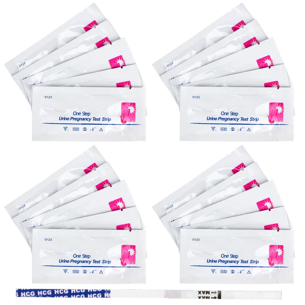 20PCS Self Testing HCG Test Strips Women Early Pregnancy Fertility Test Fast Result Urine Measuring Kit Over 99% Quick Accurate