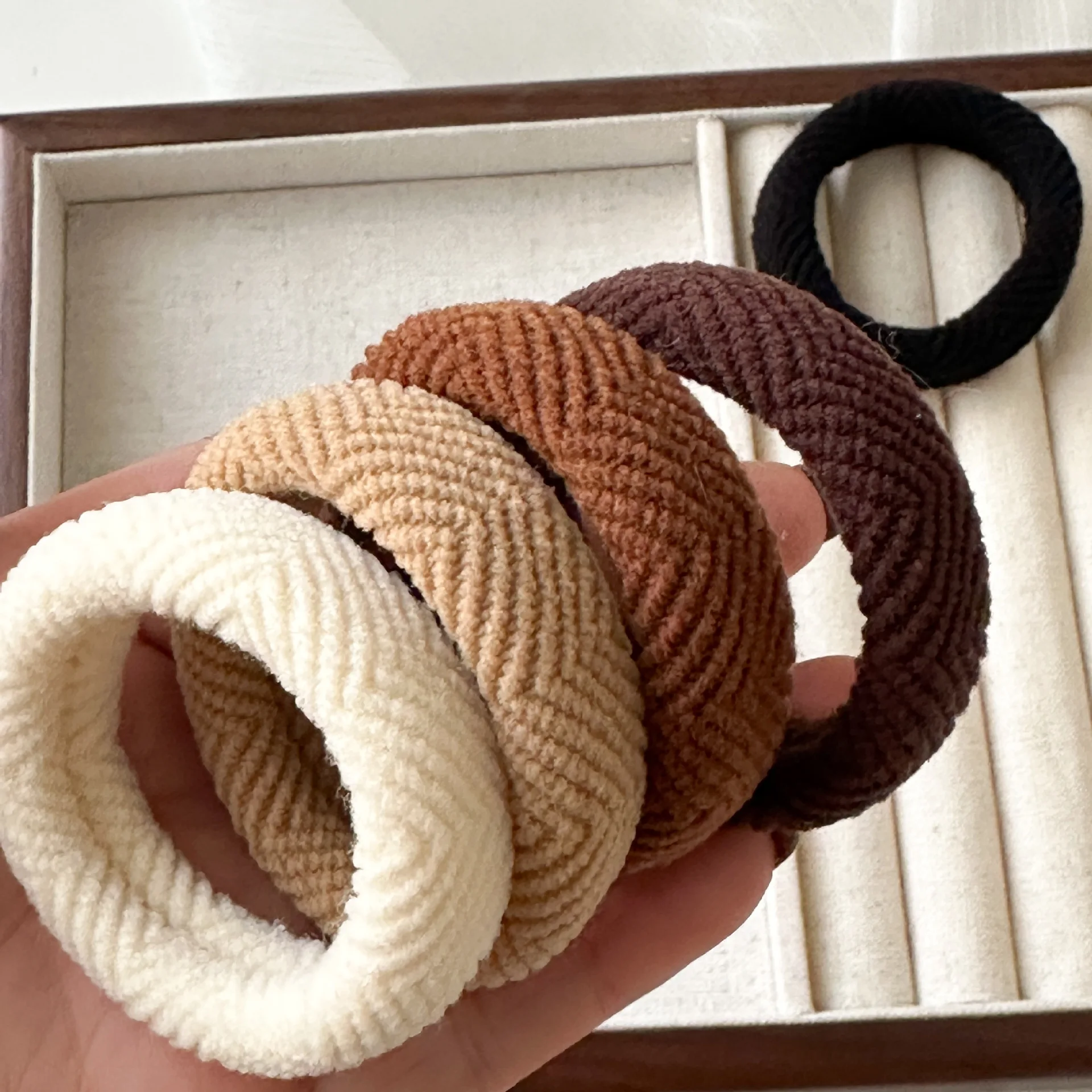 

Высокоэластичная резинка для волос цвета молока и кофе без швов, резинки для волос для женщин и девочек, элегантный хвост