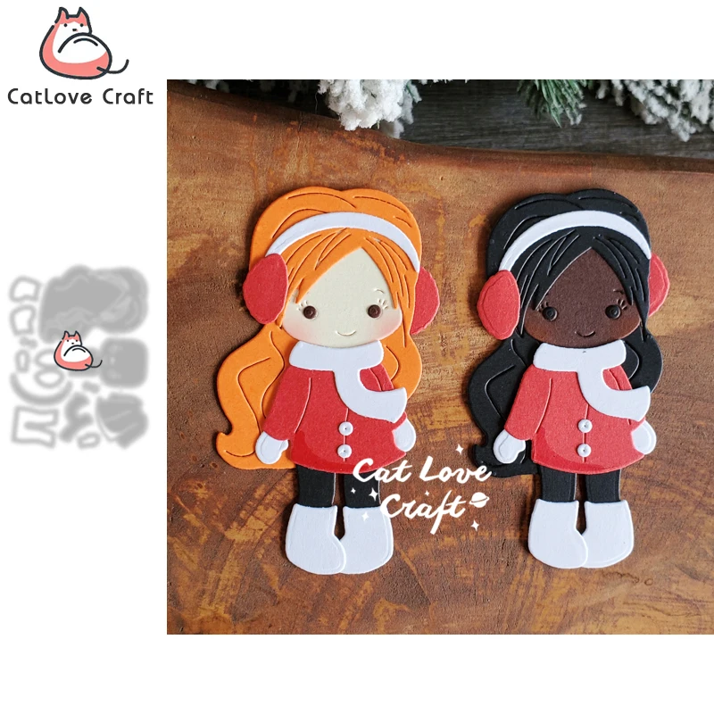 Catlove Winter Girl Metal Cutting Dies Scrapbooking Mold Knife Stencil Die Cut Card Making DIY Craft Embossing New Dies For 2022