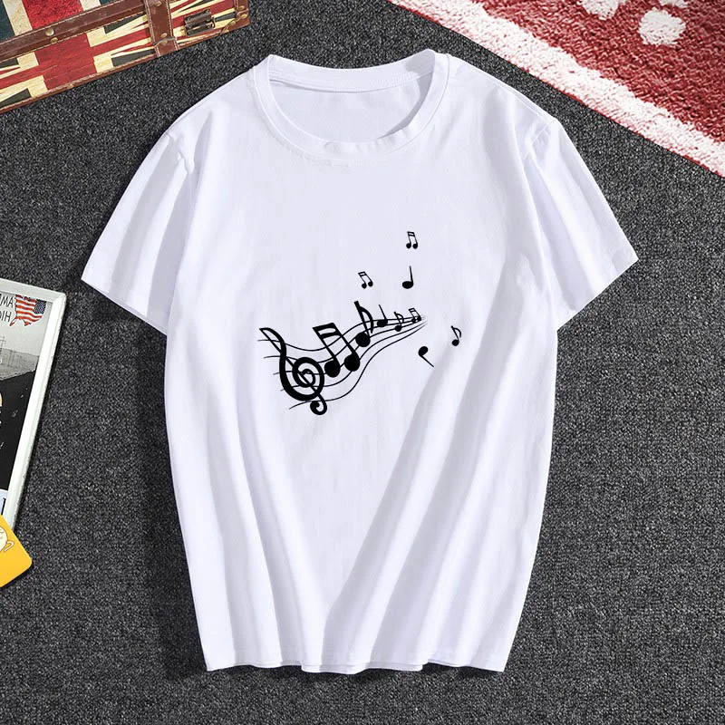 2020 new music note printed T shirt Women hipster T-shirt female Fashion Harajuku white tops T Shirt clothing