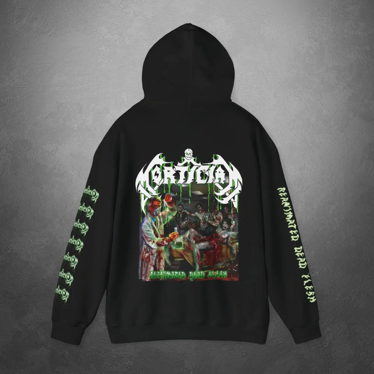 

Толстовки с капюшоном Mortician House By The Cemetery Global Tour Mercah с принтами на рукавах из Mortician, мужские и женские пуловеры, толстовка