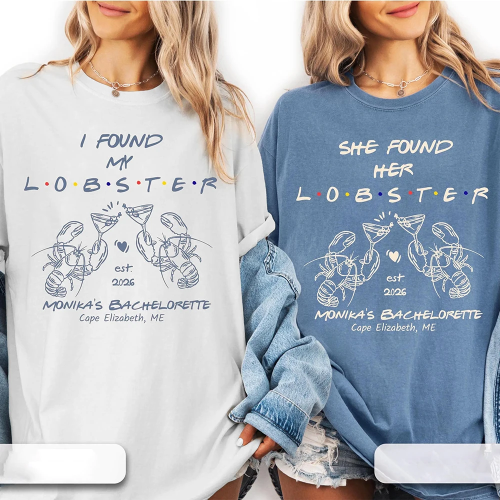 Custom Friend Bachelorette Party Shirts Lobster Bachelorette Friends Themed Tee She Found Her Lobster Bach Shirt  Bride Tee Gift